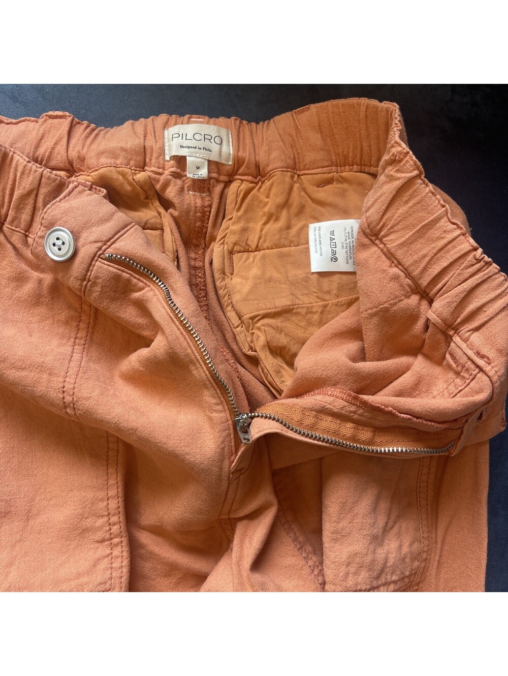 Pilcro Orange Wide-Leg Linen Pants - Picture 8 of 15